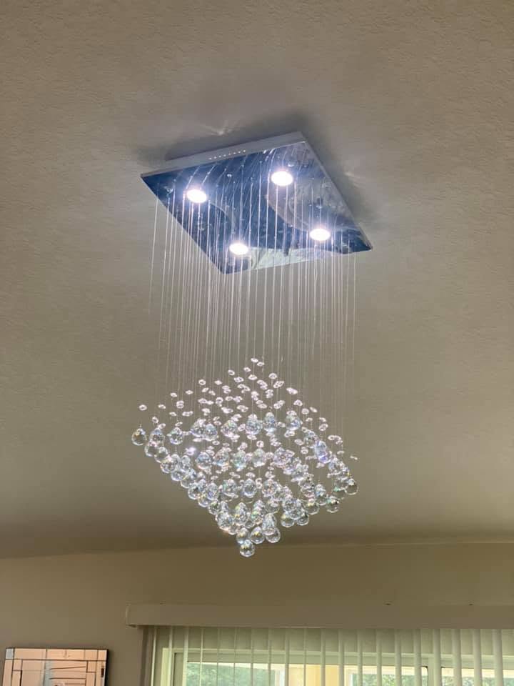Crystal Chandelier Installation after